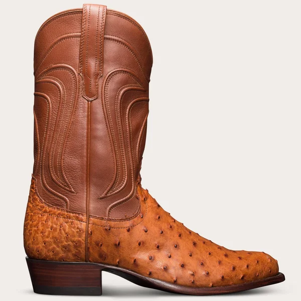 Tecovas, Men's Full-Quill Ostrich Cowboy Boot, Pecan Brown 8 EE-Wide