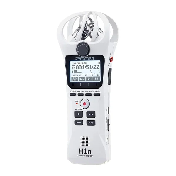 Zoom H1n Handy Recorder White+ Black Windscreen + Y Cable 1/8 inch TRS to Dual inch TS Cable + SanDisk 32GB microSDHC UHS-I with
