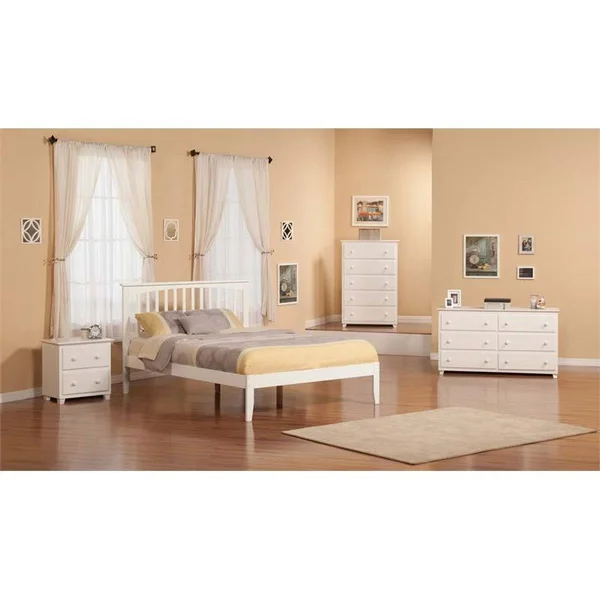 Leo & Lacey Queen Spindle Platform Bed in White - LL-1653201