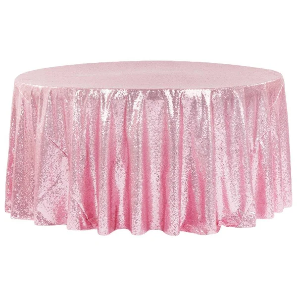 Glitz Sequins Round Tablecloth in Pink Size: 120 in, Wedding, Event, Wholesale by CV Linens