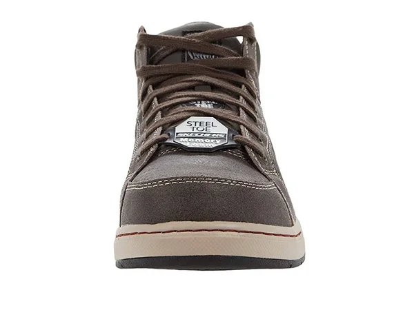 Skechers Men's Work Watab Stirling Steel Toe High Top, Chocolate