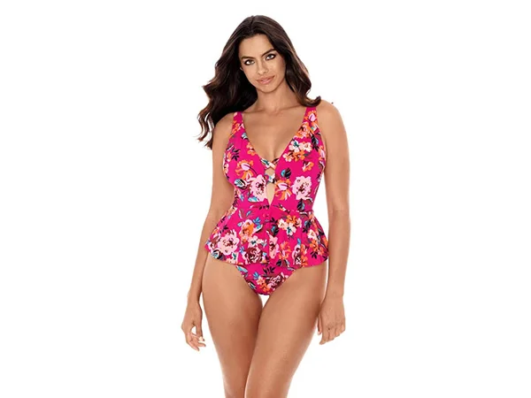 Skinny Dippers 6533349 Hot House Too Too Plunge Skirt One Piece Swimsuit - Punch