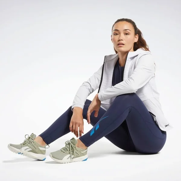 Reebok Women's Lux 2 Graphic Training Tights in Blue/Vector Navy Size X-Small, Polyester/Spandex/Jacquard