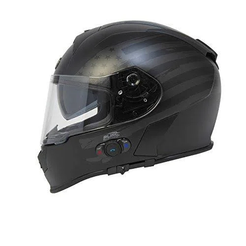 TORC T14B Bluetooth Integrated Mako Full Face Helmet Flat Black Flag, Large