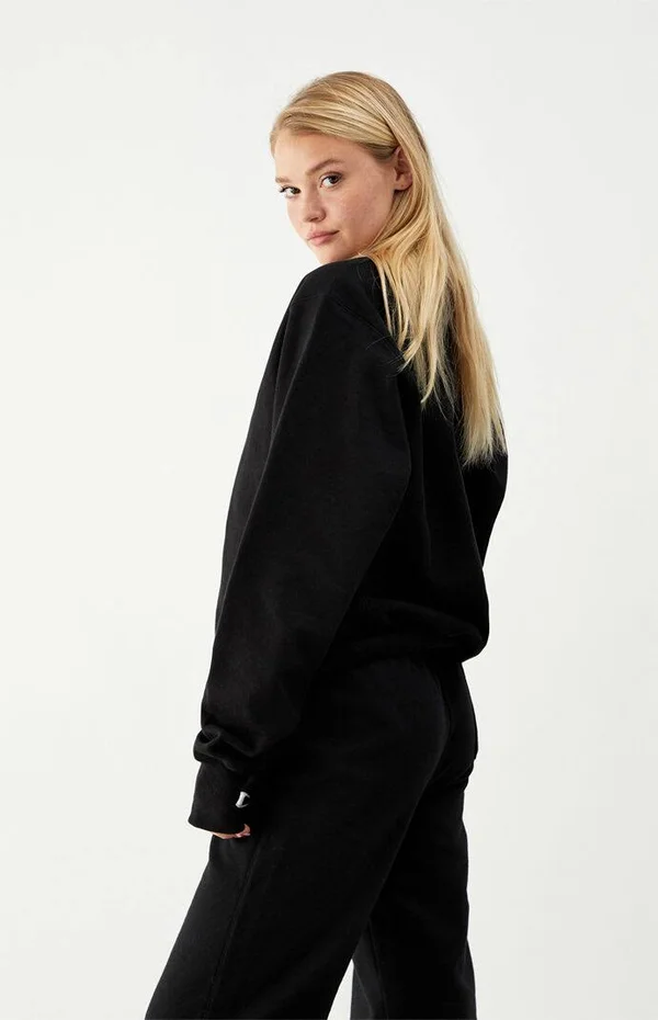 Champion REVERSE Weave Boyfriend Pullover - Black Large - Women's
