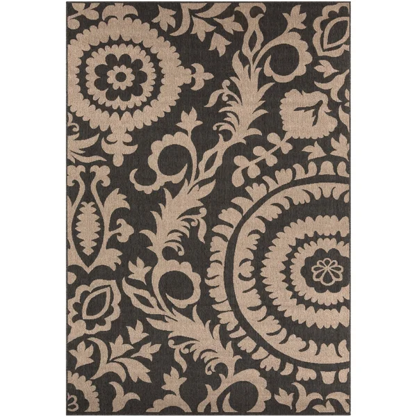 2x8 ft Surya Big Pine Floral Indoor Outdoor Rug - Red