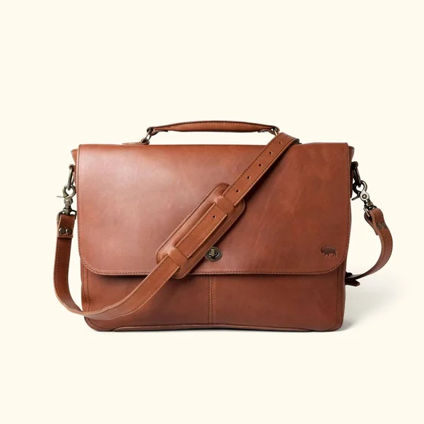 Denver Leather Laptop Messenger Bag, Autumn Brown