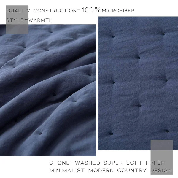 Kasentex Nostalgic Dot Stitch Stone Washed Designer Quilt Set with Pillow Shams Queen, Yellow