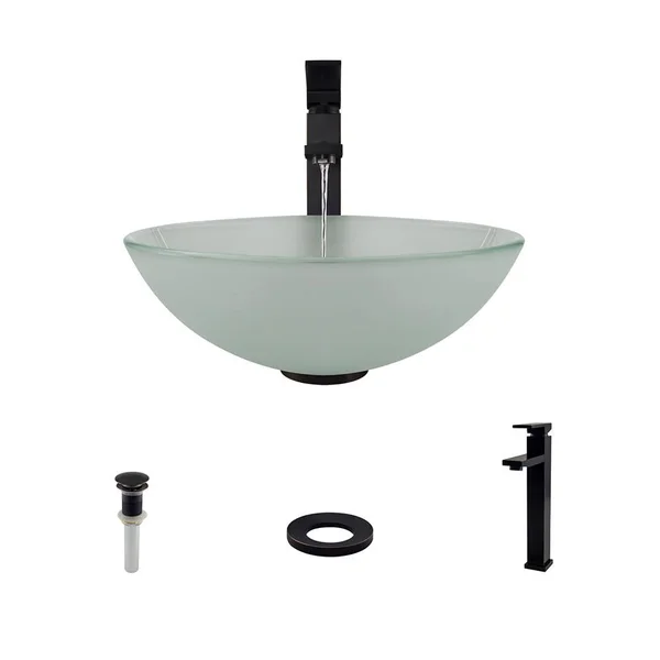Mr Direct 602 Vessel Sink Ensemble with An Antique Bronze Finish 721 Faucet - Pop-Up Drain, and Sink Ring.