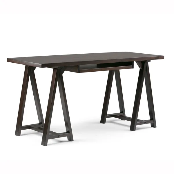 Wyndenhall Hawkins Solid Wood Modern Industrial 60 inch Wide Writing Office Desk - Farmhouse Grey