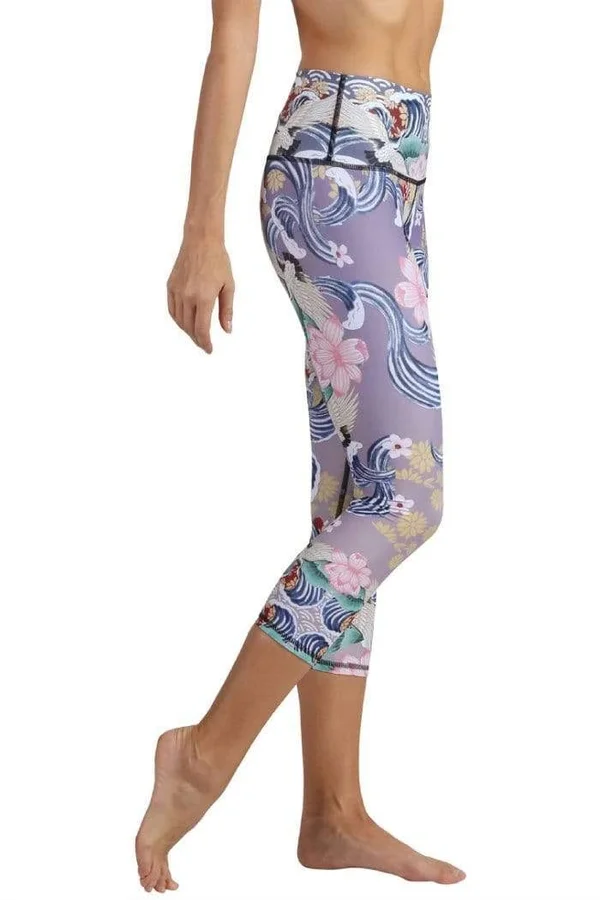 Zen Water Garden Eco-Friendly Women's Yoga Crop Leggings, Yoga Democracy Zen Water Garden, Xs - Eco Friendly Activewear by Yog