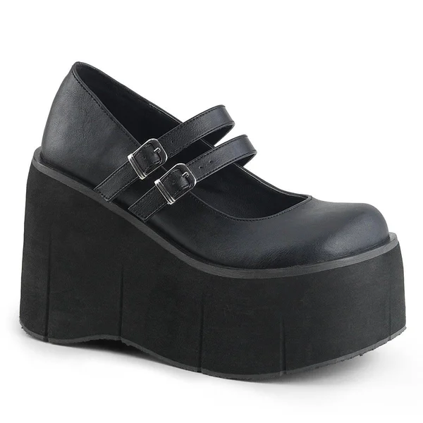 Demonia, Kera-08 Women's Double Strap Goth Platform Shoes White Vegan Leather, 10