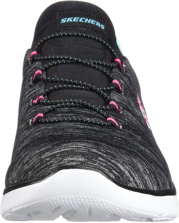 Skechers Women's Summits - Quick Getaway Sneaker Black/Pink, 9.5