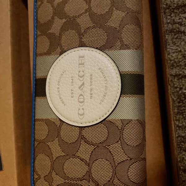 Coach Dempsey Accordion Zip Canvas Wallet
