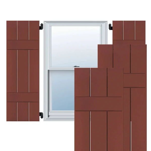 Ekena Millwork 2-Pack 12-in W x 49-in H Country Redwood Board and Batten Wood Western Red Cedar Exterior Shutters, RWB12X049RWW