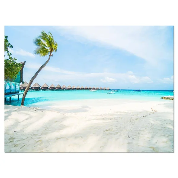 Design Art Tropical Maldives Island - Seashore Canvas Wall Artwork, 40 in. Wide x 30 in. High