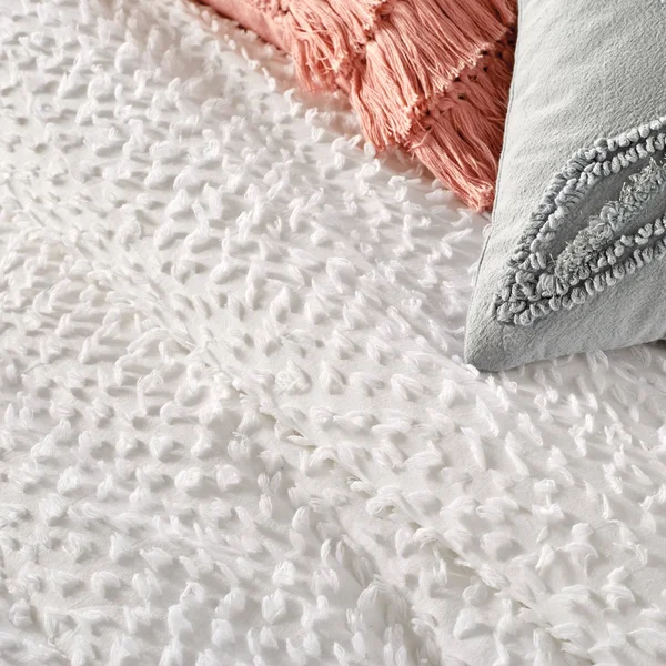 Peri Home Dot Fringe Duvet COVER, Full/Queen - White