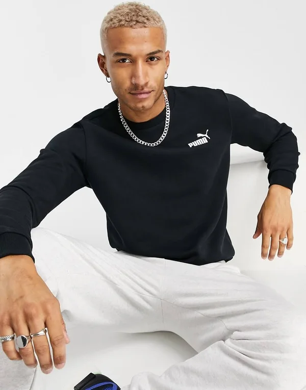 Puma Essentials Sweat with Small Logo in Black