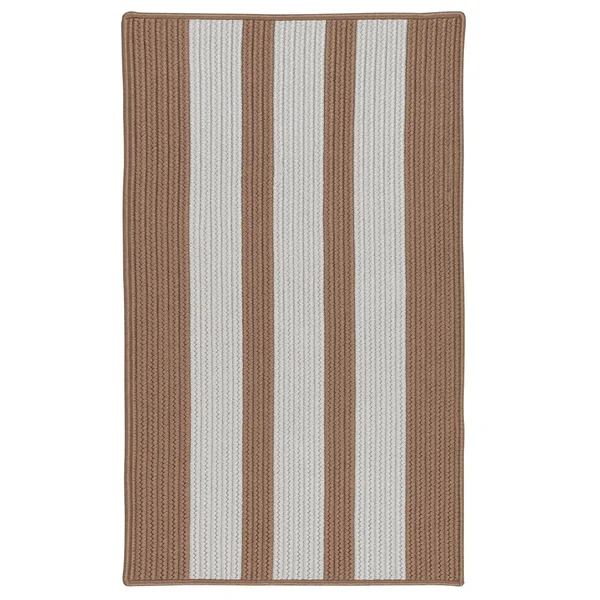 Colonial Mills Coastal Breeze Vertical-Striped Indoor/Outdoor Reversible Braided Rug (2' x 4') Melon Silver, Teal