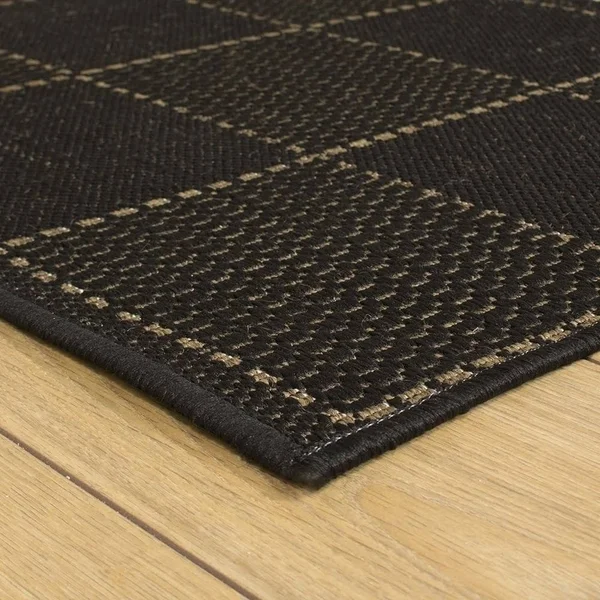 runrug USA Check Black Hallway Carpet Rug Runner Length: 29 foot - WIDT