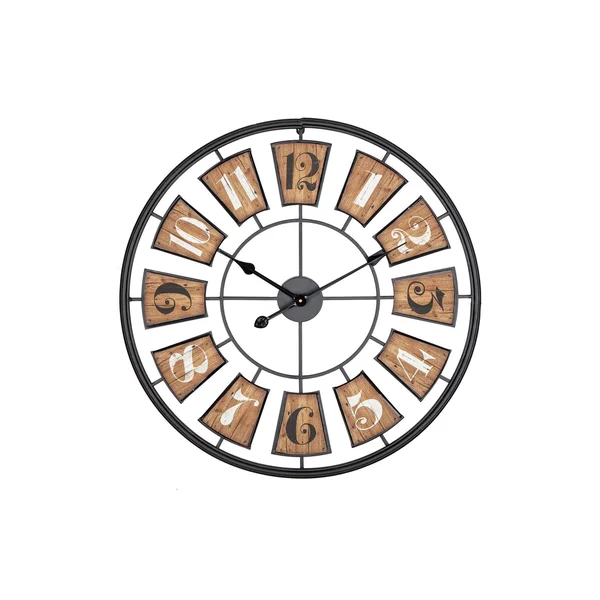 Utopia Alley CL45WD 27 in. Metal Wall Clock with Black Frame & Wood Colored Panels