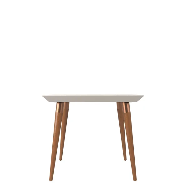 Manhattan Comfort Utopia 35.43x22 Modern Beveled Square Dining Table with Glass Top - Off-White