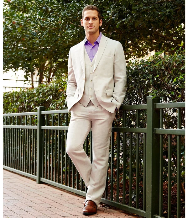 Perry Ellis Flat-Front Linen Herringbone Suit SEPARATE Pants - 42 32