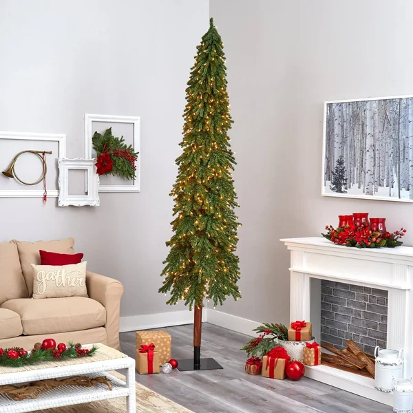 Nearly Natural 9ft. Grand Alpine Artificial Christmas Tree with 600 Clear Lights and 1183 Bendable Branches on Natural Trunk, Gr