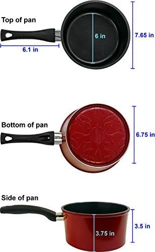 Flamekiss 2-Quart Red Ceramic Coated Nonstick Saucepan w/ Glass Lid by Amor - Nano Ceramic Coating w/ Silver Ion (100% PTFE &