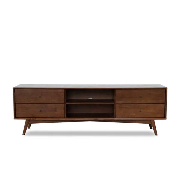 Allora Mid Century Modern Wood TV Stand in Brown Walnut