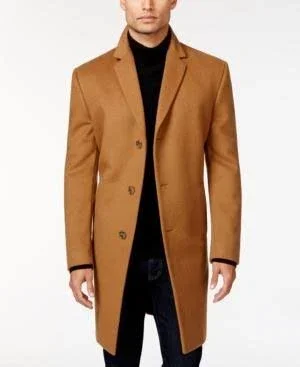 Kenneth Cole Reaction Raburn Wool-Blend Over Coat Slim-Fit 36S Black