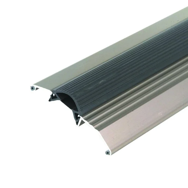 M-D Building Products Low 3-3/4 in. x 62-1/2 in. Satin Nickel Aluminum Deluxe Threshold with Vinyl Seal