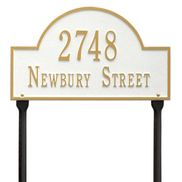 Whitehall Arch Marker - Standard Lawn - Two Line in Black & Silver