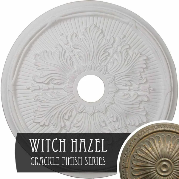23 3/4x22OD x 3 5/8x22ID x 1 7/8x22P Luton Leaf Ceiling Medallion (Fits Canopies Up to 3 5/8x22) - Hand-Painted Witch Hazel Crack