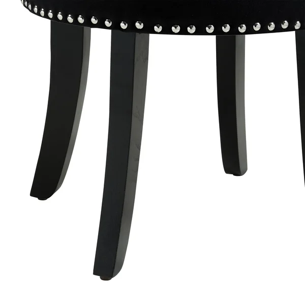 Inspired Home Velvet Vanity Stool Nailhead Trim Black