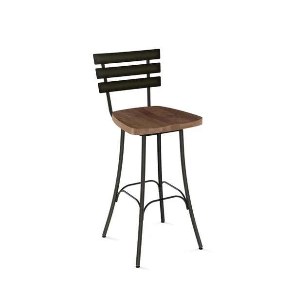 Carbon Loft Amisco Stadium Swivel Bar Stool with Distressed Wood Seat - Brown Distressed Wood - Gun Metal