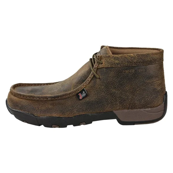 Justin Boots Men's Cappie Steel-Toe Work Shoes - Dark Brown (7)