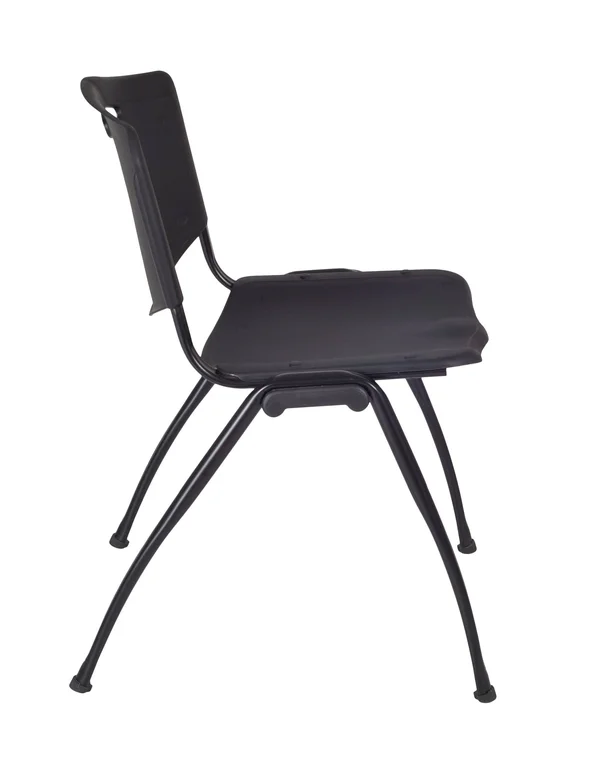 Cain 36x22 Square Breakroom Table- Cherry & 4 &M& Stack Chairs- Black - Regency - TB3636CH47BK