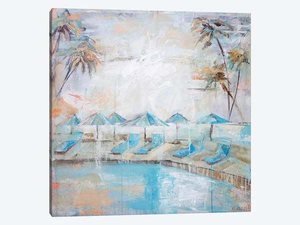 Kym De Los Reyes Canvas Wall Decor Art Prints - Poolside at Kahala ( Sports > Swimming > Swimming Pools art)