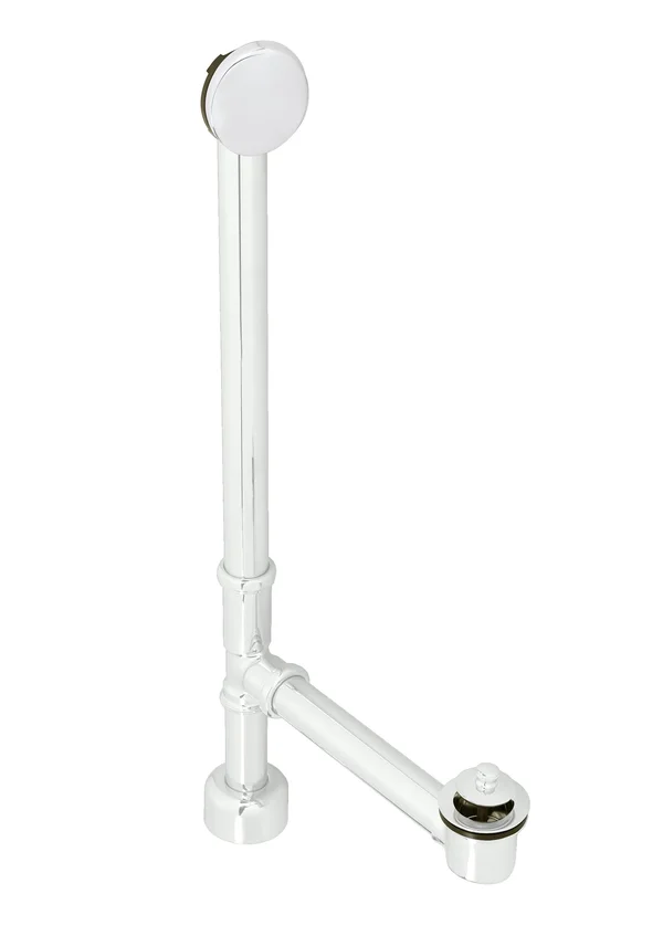 Westbrass D3221HK-50 Illusionary Polished Chrome Twist and Close Bath Waste with No-Hole Overflow - 22x22 Make-Up - 17 Ga.