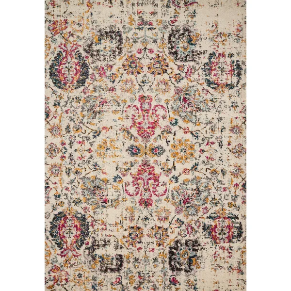 Alexander Home Vintage Paisley Boho Floral Distressed Rug - Ivory/Multi 2&2x22 x 12&