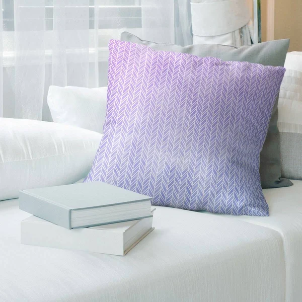 Porch & den Agaard Herringbone Pattern Throw Pillow - 16 x 16 - Blue & Purple - Linen
