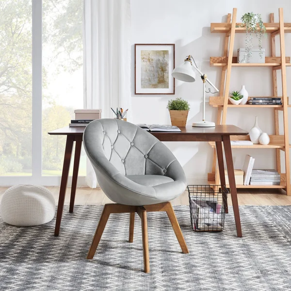 Carson Carrington KALLAX Velvet or PU Tufted Round Swivel Accent Chair - 27.19x22W x 24.03x22D x 33.88x22H - Grey Velvet
