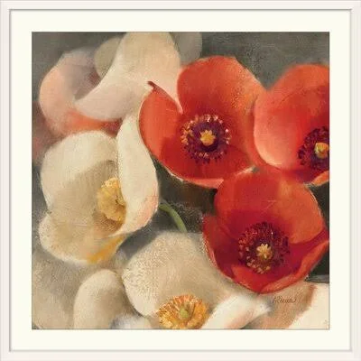 &Poppies Bloom III& Albena Hristova Graphic Art Print Charlton Home Format: White Framed, Size: 24x22 H x 24x22 W x 1x22 D