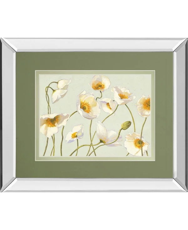 Classy Art DM5752MF 34 x 40 in. White Bright Poppies by Novak Mirror Framed Print Wall Art