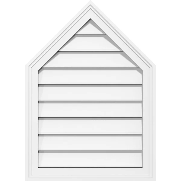 Ekena Millwork GVPPE16X2802SF-14 16x22W x 28x22H Peaked Top Surface Mount PVC Gable Vent 14/12 Pitch: Functional, w/ 2x22W x 1-1