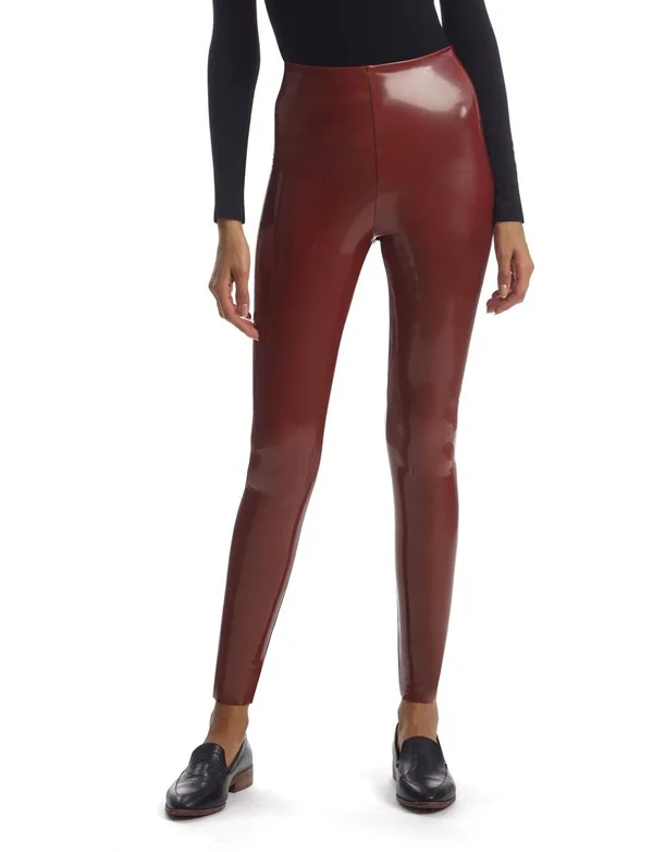 Commando Women's Faux Patent Leather Leggings, Cinnamon, Large