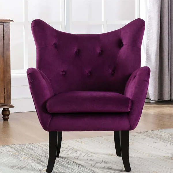 Vanity Chair with Wooden Legs for Living Room Bedroom - Teal Blue