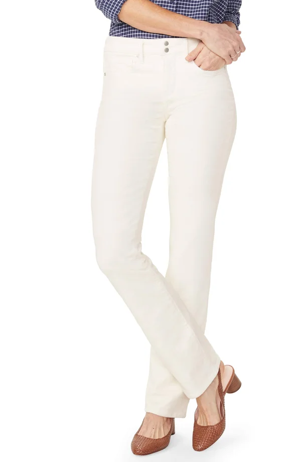 Nydj Marilyn Straight Double Snap Waistband Corduroy Vanilla, Men's, Size: 18, White