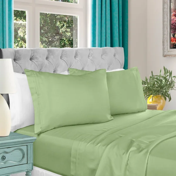 Egyptian Cotton Sheet Set - 1000-Thread Count, Solid Sage, Queen